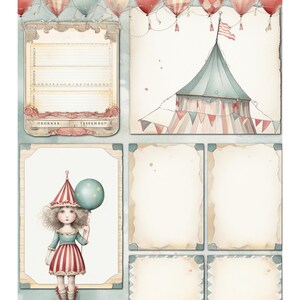 Easy Victorian Fair Carnival Premade Scrap Scrapbook Layout Design Collage Ephemera Junk Digital Planner Tags Pages Printables Download