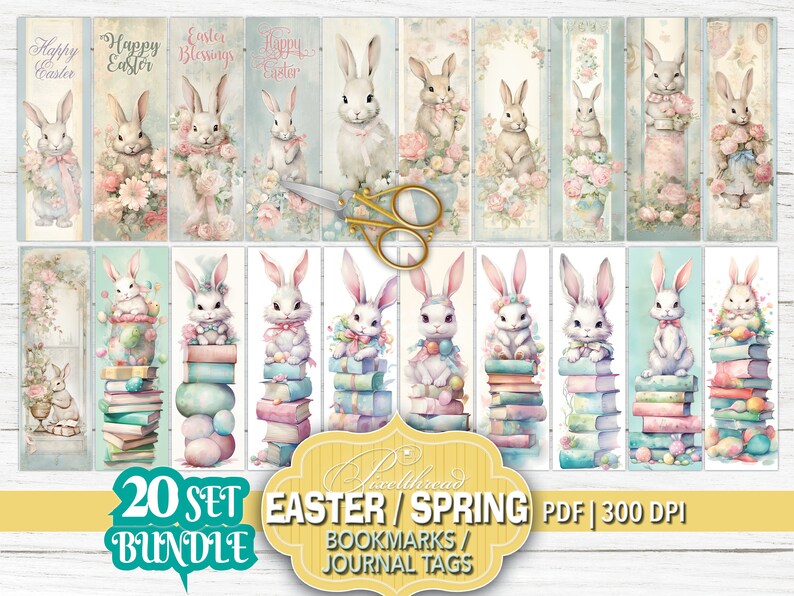Easter Bunny Ephemera: Vintage Printable Bookmarks & Journal Tags ...