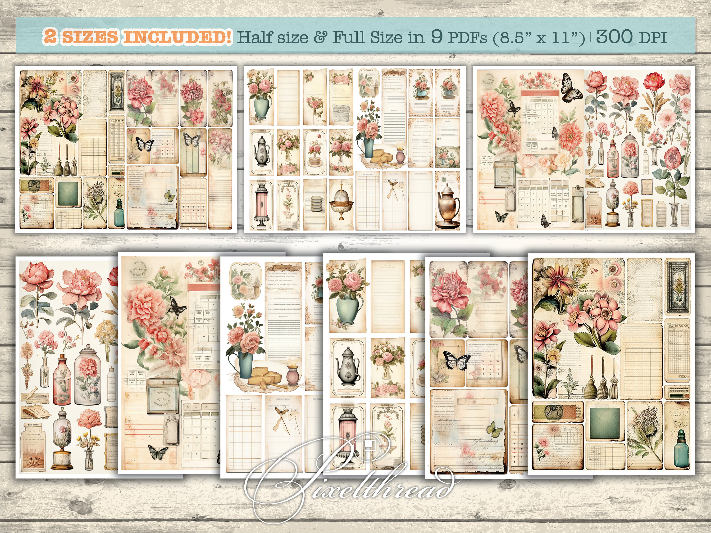 Antique Floral Ephemera: Rose Junk Journal Kit (digital Download) - Etsy