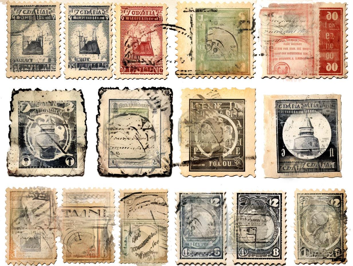 Printable Postage Stamps Postal Ephemera Junk Journal Scrapbooking ...