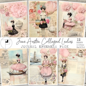 Damen Junk Journal Ephemera Digital bedruckbare Collage Decoupage Scrapbooking Kartenherstellung Mixed Media Papier Seiten Liefert Bundle Kit