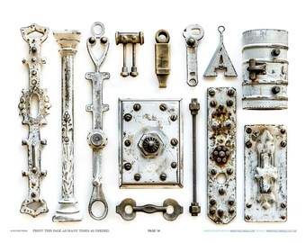 Celtic Industrial Hinge Hardware Irish Scottish Scrapbook Jewelry Making Findings Ephemera Planner Clipart Stickers Junk Printable Digital