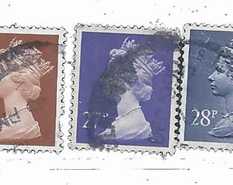 Kit de Colagem Digital de Papel para Envelopes, Cartas e Cartões Postais com Selos - Tema Realeza, Rainha e Rei do Reino Unido, Inglaterra e Grã-Bretanha