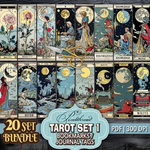 Printable Tarot Ephemera Digital Bookmarks Junk Journal Tags Book Mark Bundle Pack