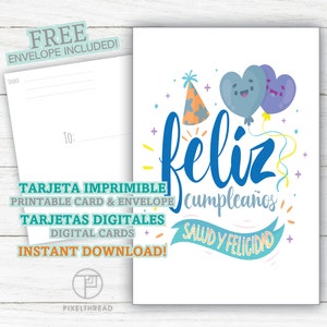 Carte d'anniversaire espagnole imprimable Feliz Cumpleaños Cumple Tarjetas Padre Abuelo Amigos Español de Felicitación imprimible Digitales Descargar