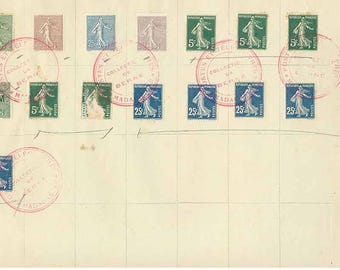 Antico collage francese Francia Ephemera Digital Junk Journal Backer Pocket Tag Ledger Page Paper Stampabile Busta Lettera Cartolina Kit Francobollo