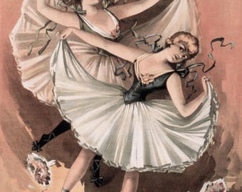 Retro Ballerina Ballet Dancing Girls Scrapbook Ephemera Junk Scrap Printables Tags Papers Postcards Stickers Documents Digital Painting Art