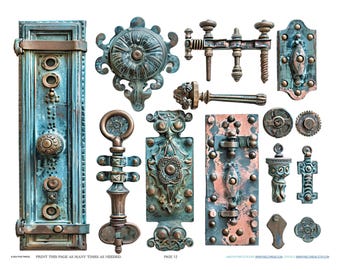 French Celtic Industrial Hinge Hardware Flea Market Jewelry Making Findings Scrapbook Ephemera Planner Clipart Stickers Junk Printables