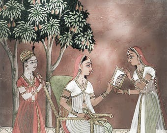 Pintura en miniatura mogol de la India Real, Reino Unido, Raj británico, collage, efímeros, diario digital, página de bolsillo, papel, hoja de postal imprimible