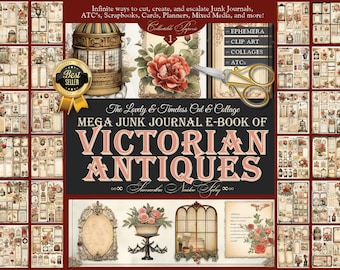 Victorian Scrapbook Paper Kit: Antique Planner Stickers & Labels (PDF Download)