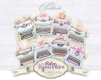 Efímeras de máquina de escribir retro con cortes recargados: Lazos coquetos, kit de diario basura (archivos PDF descargables)