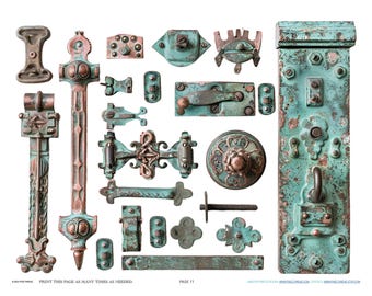 French Celtic Industrial Hinge Hardware Flea Market Jewelry Making Findings Scrapbook Ephemera Planner Clipart Stickers Junk Printables