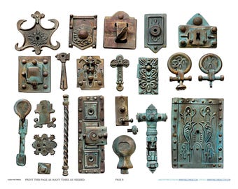 French Celtic Industrial Hinge Hardware Flea Market Jewelry Making Findings Scrapbook Ephemera Planner Clipart Stickers Junk Printables