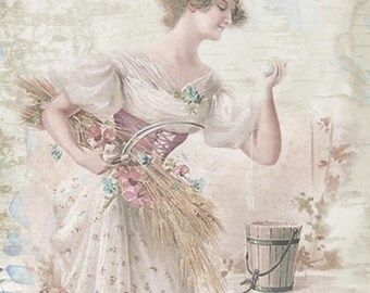 Victorian Fashion Woman Scrapbook Junk Journaling Ephemera Digital Printable Paper Postcard Document Art Card Background Layout Painting