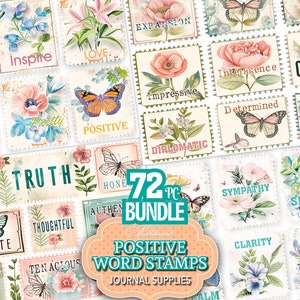 Timbre FUSSY CUT, affranchissement postal éphémères, scrapbooking numérique, fabrication de cartes, journal indésirable, timbres-poste imprimables, kit d'autocollants clipart