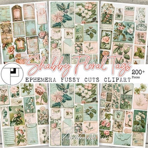 Frans FUSSY CUT antieke afdrukbare botanische plakboek Shabby Vintage kortstondige tuin ongewenste dagboek digitale plakboek Card Making Kit levering