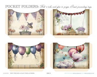 Old Vintage French Circus Clown Scrapbook Ephemera Junk Journal ATC Cards Digital Printable Paper Pages Planner Tags Stickers Envelope Kit
