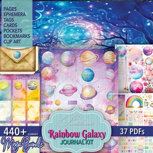 Galaxy Celestial Space Planet Junk Journal Kit kieskeurig gesneden kortstondige afdrukbare digitale afbeeldingen clipart stickers pdf