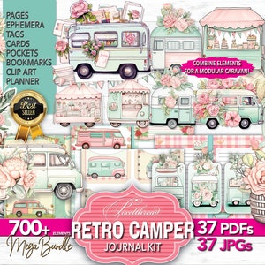 Retro Campervan Ephemera: Printable Junk Journal Kit (PDF & JPG)