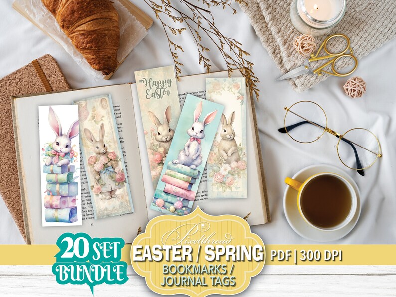 Easter Bunny Ephemera: Vintage Printable Bookmarks & Journal Tags ...
