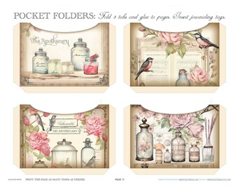 Viktorianische Apotheke Botanische Gartenarbeit Hexe Collage Ephemera Junk Digital Planner Backer Pocket Ordner Ledger Tags Seiten Papier Printable
