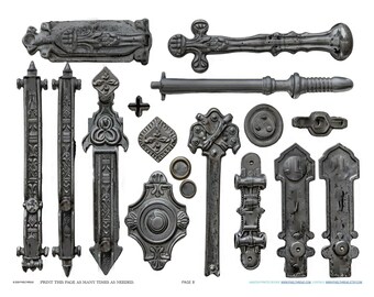 Antique Industrial French Hinge Hardware Scrapbook Jewelry Making Findings Ephemera Planner Clipart Stickers Junk Digital Printables Kit