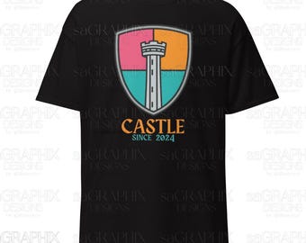 ステフォン・キャッスル スパーズ フィエスタ Tシャツ | アメリカの塔にインスパイアされたキャッスルシールドデザイン