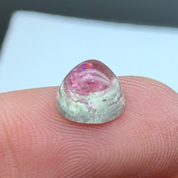 Gorgeous Pink Capped Teardrop Tourmaline Cabochon.