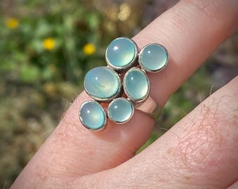 Chalcedoon ring met meerdere stenen | Maat US-7,5, UK-O 1/2.