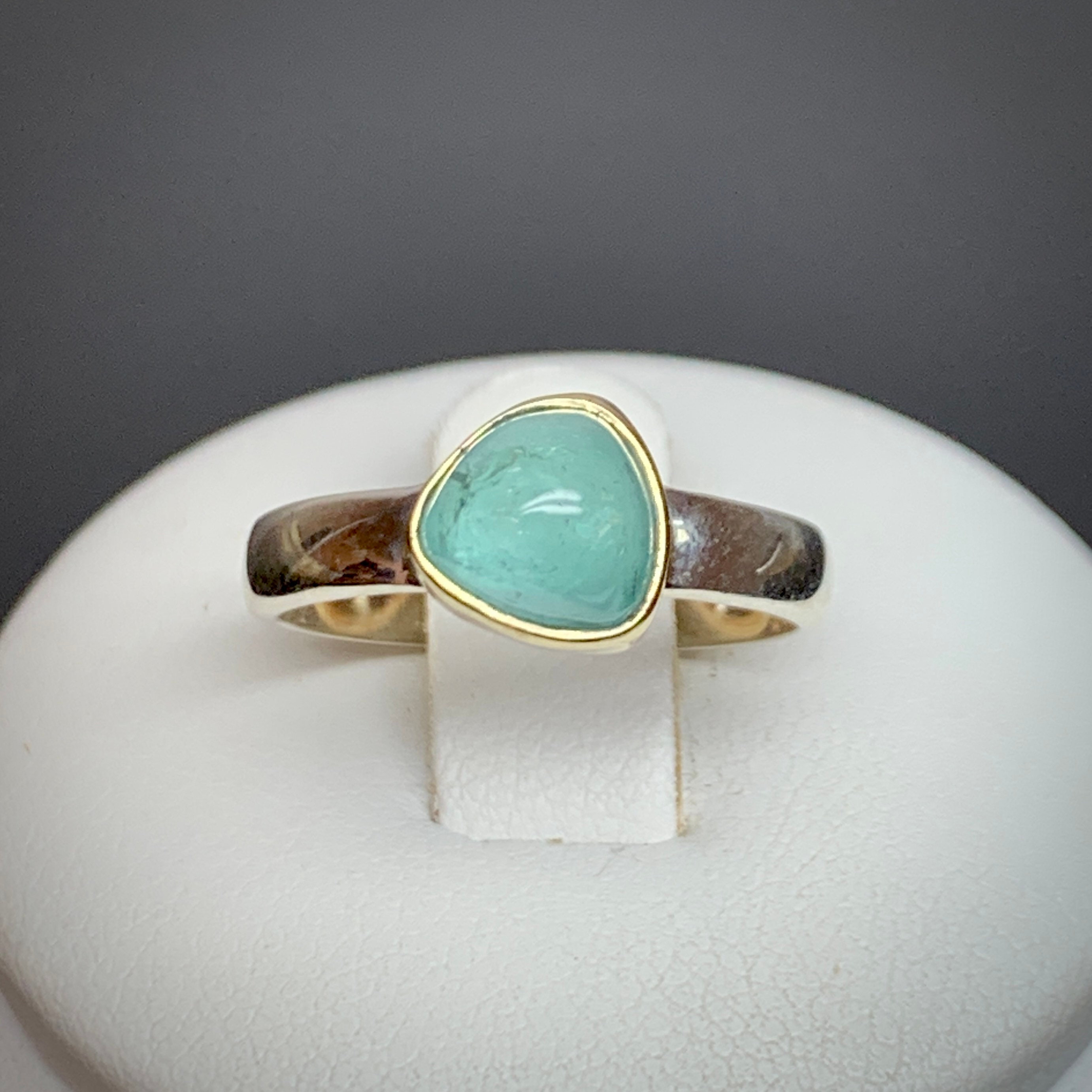 14K Gold Setting Sterling Silver Ring Jewellery Rings Solitaire Rings Paraiba Like Tourmaline Sugarloaf Cabochon 