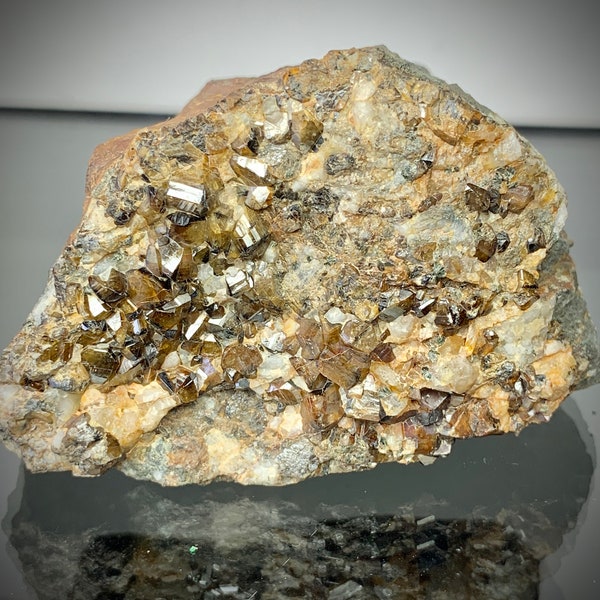 Cassiterite Crystals On Matrix || William And Mary Mine, Broadwell Farm, Near Tavistock, Devon, England.