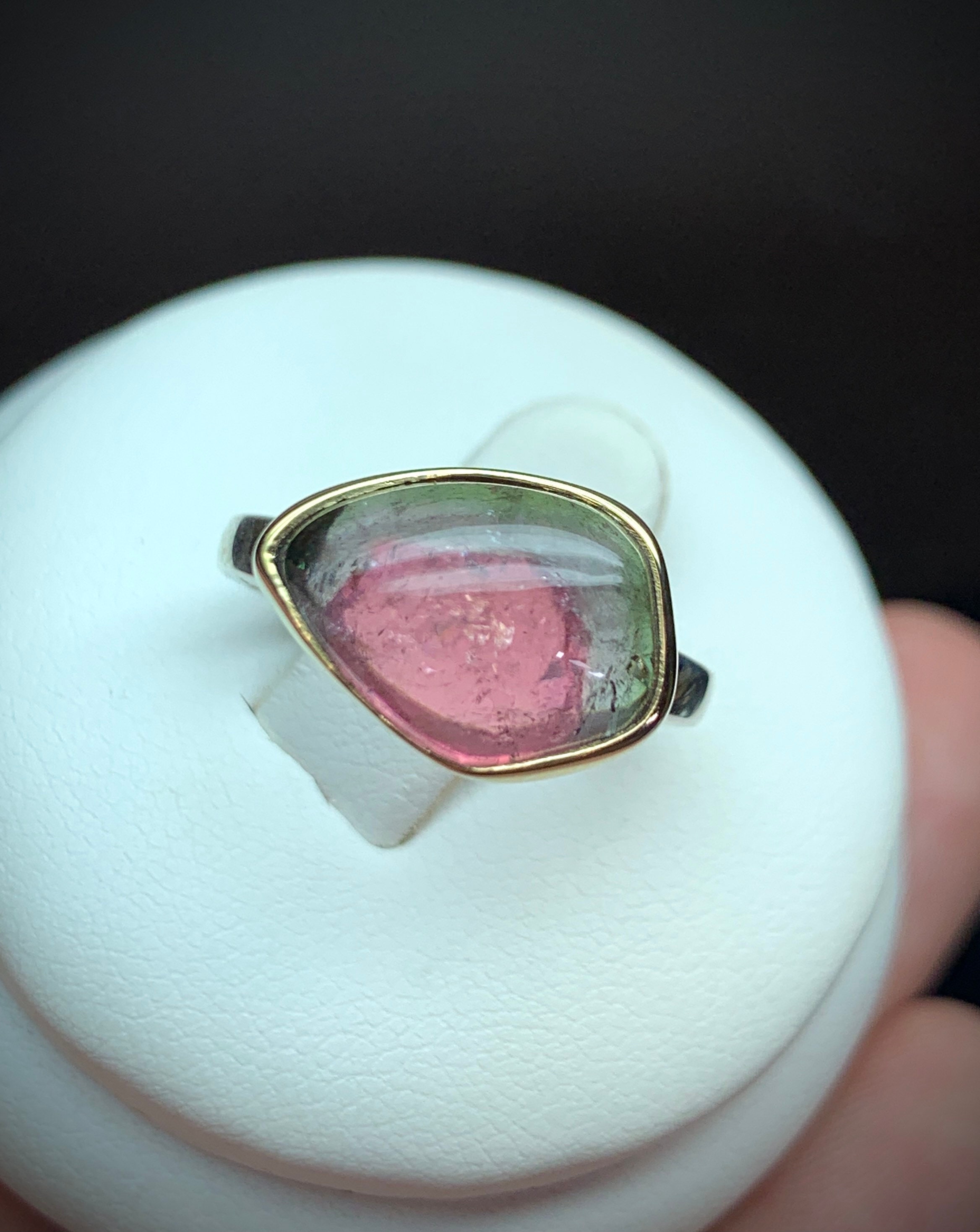 Watermelon Tourmaline 14K Gold Setting Sterling Silver - Etsy UK