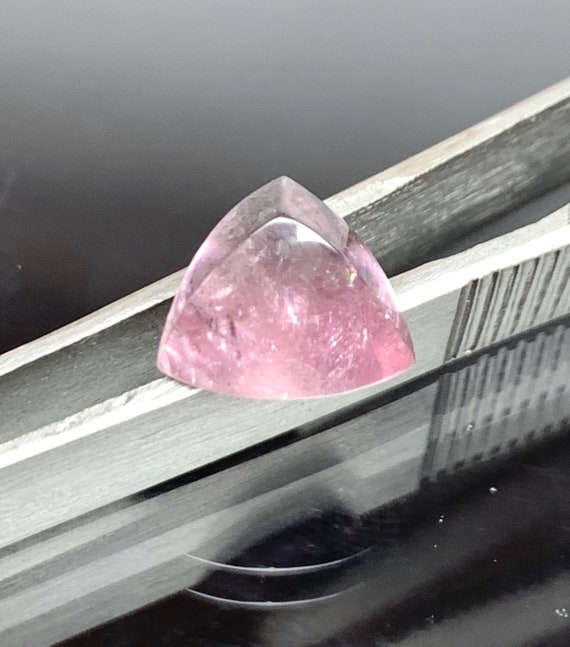 PInk Trillion Sugarloaf Tourmaline Cabochon || Bi Colour Blue Capped Trillion.