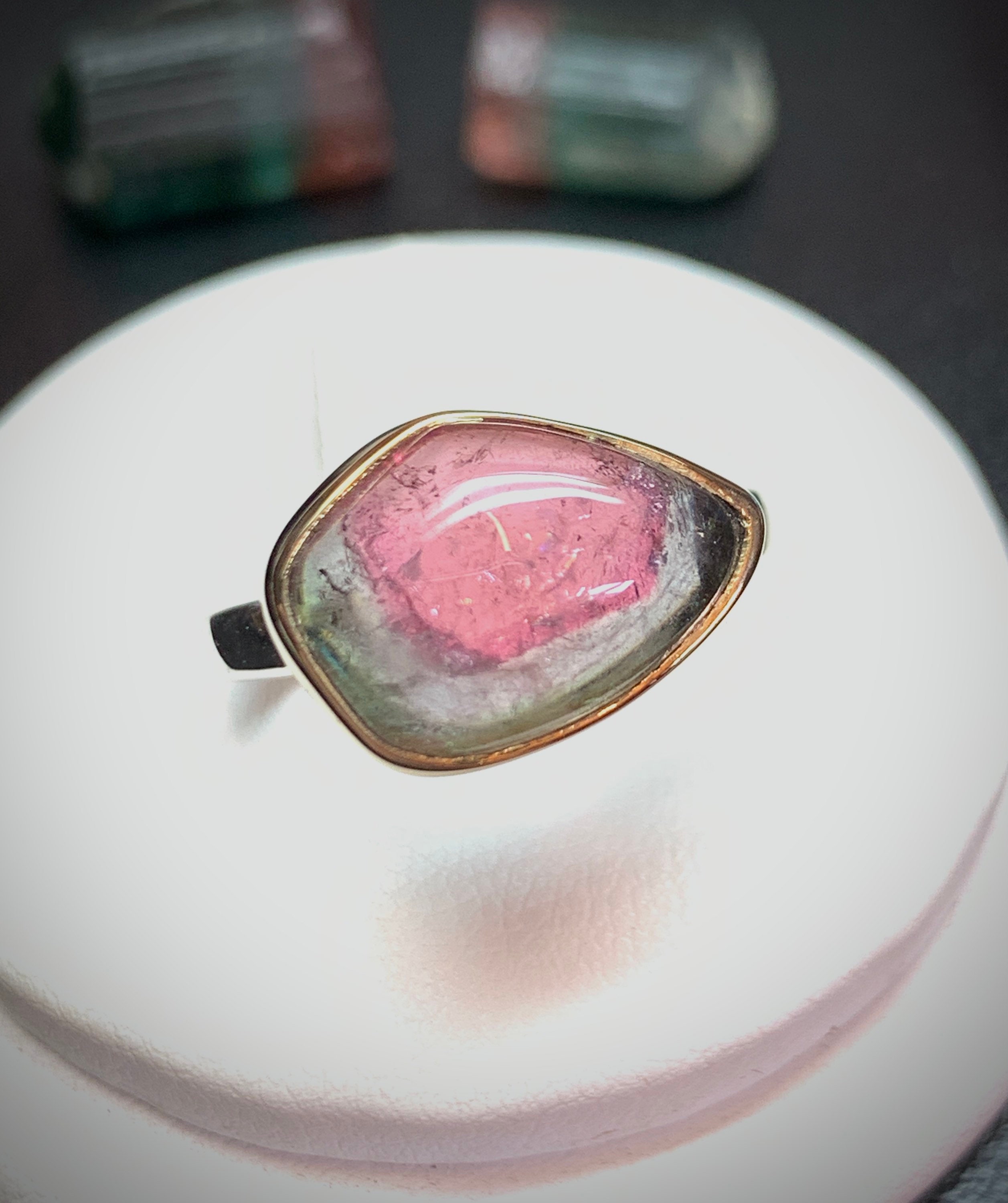 Watermelon Tourmaline 14K Gold Setting Sterling Silver - Etsy UK