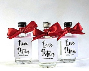 Personalized Love Potion Bottle Tags: Wedding & Party Favors