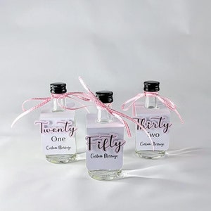 Custom Personalised Miniature 50ml Bow bottle Tags |Wedding| Party| Birthday Favour| Bridal shower |Hen Do |Stag Do| Anniversary