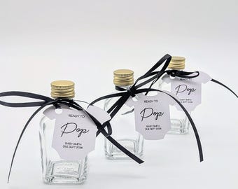 Personalised Ready to Pop Baby Shower Favours Bottle and Tag Set Baby Shower Gift Mini Bottle Favours Pregnancy Announcement Keepsake