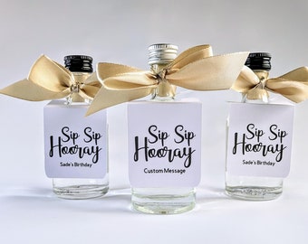 Personalized Sip Sip Hooray Bottle Tags: Party Favors, 50ml Miniature