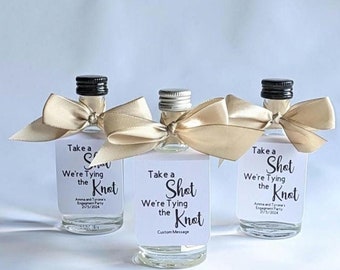 Personalized Wedding Shot Bottle Tags: 'Take a Shot, We're Tying the Knot' - 50ml