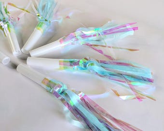 Iridescent Party Blowers | Holographic Party Horns | Birthday, Hen Party, Baby Shower Party Accessories