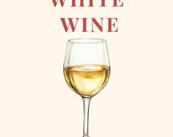 White Wine Glass Print | Watercolor Kitchen Art (Digital Download)