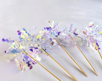 Iridescent Pom Pom Cake Toppers | Party Cake Picks | Birthday, Hen Party, Baby Shower Cake Decor
