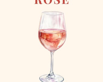 Rosé Wine Print | Watercolor Glass Illustration (Digital Download)