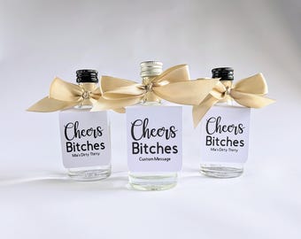 Personalized Cheers Bitches Bottle Tags: Party Favors