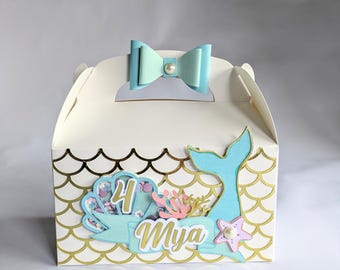 Personalised Mermaid Party Favour Box | Under the Sea Birthday Gift Box | Mermaid Loot Box for Kids Party