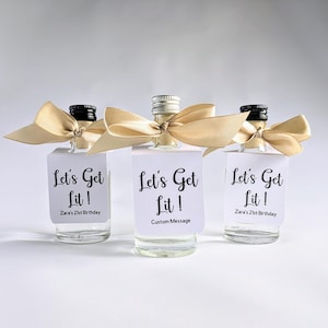 Custom Personalised LET&#39;S GET LIT Miniature 50ml bottle Tags |Wedding| Party| Birthday Favour| Bridal shower |Hen Do |Stag Do| Anniversary