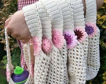 Water bottle holder /100%cotton/Crocheted /Hand made bottle carrier/School water bottle sling/girlie bottle cozy/