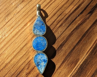 Vintage necklace charm, Lapis Lazuli from Afghanistan