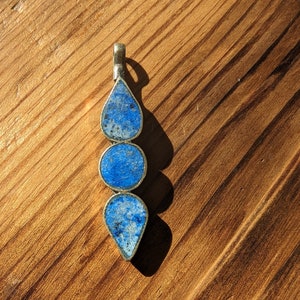 Vintage necklace charm, Lapis Lazuli from Afghanistan