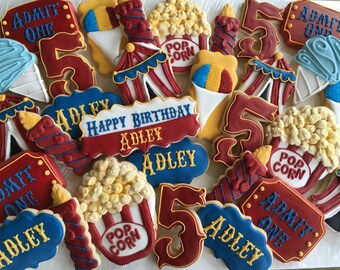 Carnival Theme two dozen custom cookies